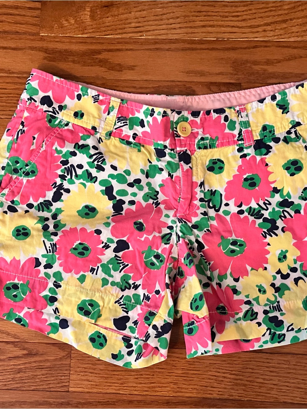 Lilly Pulitzer Bright Floral Cotton Bermuda Shorts - Pink, Yellow & Green
